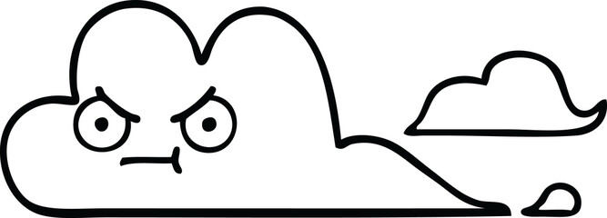 line drawing cartoon of a storm cloud