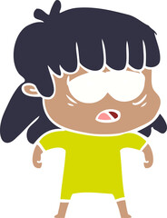 Obraz premium flat color style cartoon tired woman