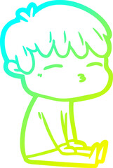 cold gradient line drawing of a cartoon frustrated man