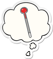 cartoon thermometer with thought bubble as a printed sticker