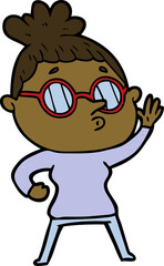 cartoon woman wearing glasses