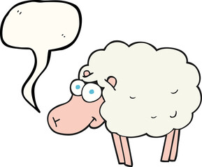 funny freehand drawn speech bubble cartoon sheep