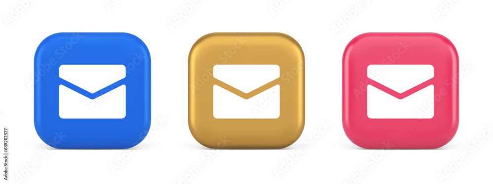 Poster newsletter inbox chat message button remotely communication digital notification 3d icon
