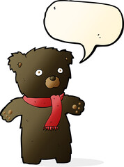 cartoon cute black bear with speech bubble
