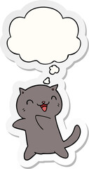 cartoon cat with thought bubble as a printed sticker