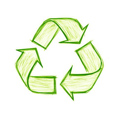 Obraz premium Sketchy Sustainability, Hand Drawn Recycle Icon on White Background, Eco Friendly Symbol.