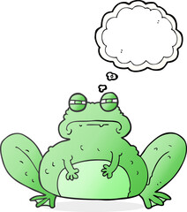 freehand drawn thought bubble cartoon frog