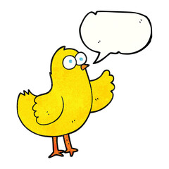 freehand speech bubble textured cartoon bird