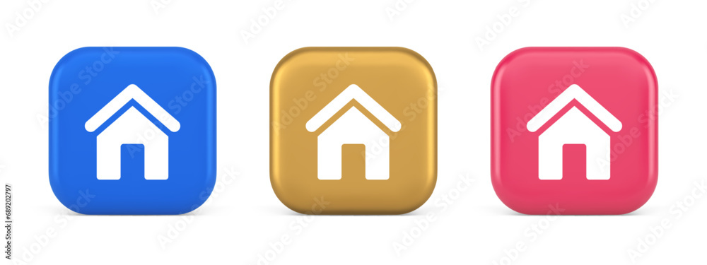 Wall mural main internet page button homepage house with roof navigation cyberspace interface 3d icon