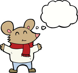 cartoon mouse with thought bubble