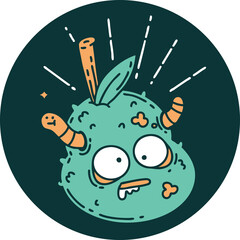 icon of a tattoo style rotten pear