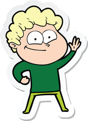 sticker of a cartoon happy man