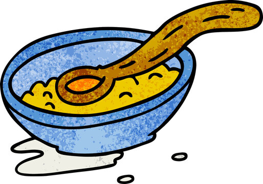 hand drawn textured cartoon doodle of a cereal bowl