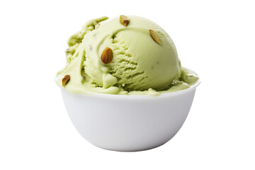 Culinary Bliss Pistachio Almond Ice Cream Elegance isolated on transparent background