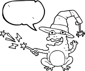 freehand drawn speech bubble cartoon toad casting spell