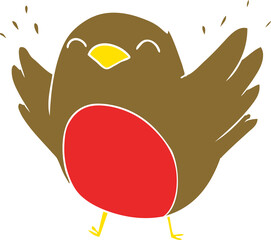 flat color style cartoon robin flapping wings