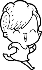 cartoon happy hipster girl