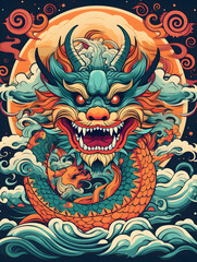 dragon illustrator  chinese new year as a symbol of the Background