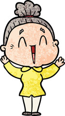 cartoon happy old lady