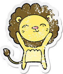 distressed sticker of a cartoon lion
