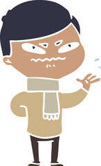 flat color style cartoon angry man