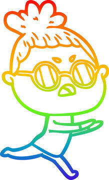 recommend clip art: rainbow gradient line drawing of a cartoon annoyed woman