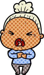 cartoon angry old woman