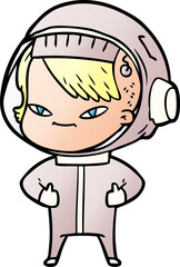 cartoon astronaut woman
