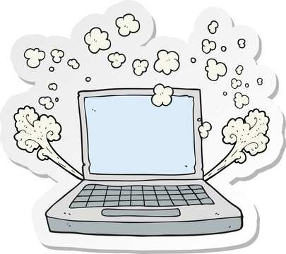 recommend clip art: sticker of a cartoon laptop computer fault