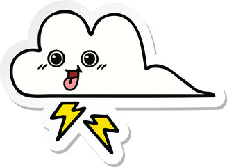 sticker of a cute cartoon storm cloud