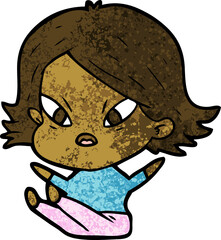 cartoon stressed woman