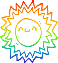 rainbow gradient line drawing of a cartoon sun