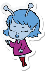 sticker of a cute alien girl cartoon