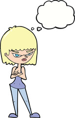 cartoon angry woman with thought bubble