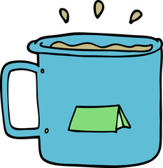 cartoon camping mug