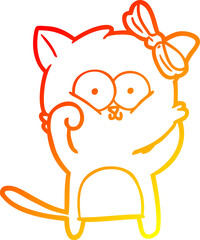 warm gradient line drawing of a cartoon cat