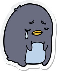 sticker of a cartoon crying penguin