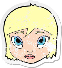 retro distressed sticker of a cartoon female face
