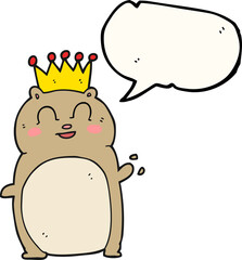 freehand drawn speech bubble cartoon waving hamster