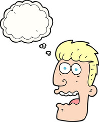 freehand drawn thought bubble cartoon shocked man