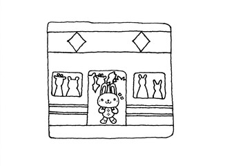 満員電車に乗るうさぎちゃん