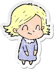 Fototapeta premium distressed sticker of a cartoon friendly girl