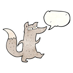 freehand speech bubble textured cartoon cute wolf