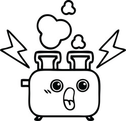 line drawing cartoon of a of a toaster