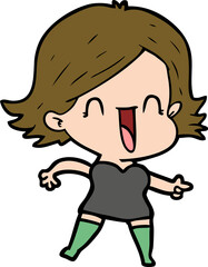 Fototapeta premium cartoon laughing woman pointing
