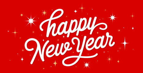 Fototapeta na wymiar Lettering. Happy New Year. Lettering text, calligraphy handwriting for christmas happy new year. Holiday christmas background, happy new year symbol for web, print. Greeting card. Vector Illustration