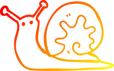 warm gradient line drawing of a cartoon snail