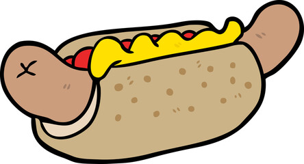 cartoon fresh tasty hot dog