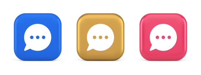 Think bubble chat button online dialogue social network communication 3d realistic icon