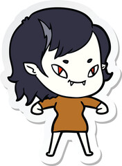 sticker of a cartoon friendly vampire girl